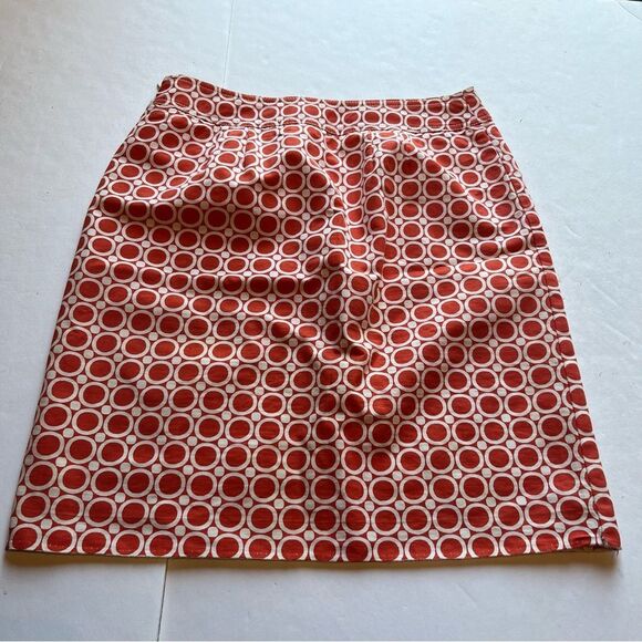 Ann Taylor Petites Orange/White Geometric Patterned Skirt Size 6P Midi Lined - Picture 2 of 7
